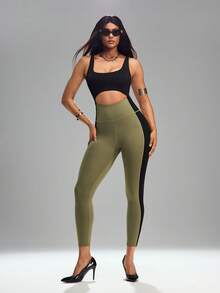 Innovista Innovista 女士撞色拼接镂空无袖连体裤，其他舞蹈服 - 黑色 - 查看 8