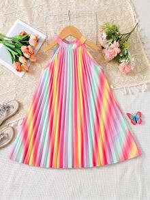 SHEIN Đầm dệt họa tiết ombre dáng rộng cho bé gái - Nhiều màu - Xem 7