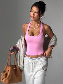 Slayform 女士无缝瑜伽运动文胸无钢圈健身短款运动背心跑步内衣 - 粉色 - 查看 2