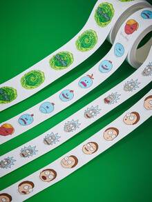 Rick and Morty X SHEIN 4 Pcs Of Cartoon Characters Printed And Paper Tape, 5 Meters / Roll, Suitable For DIY, Making Handbooks, Sealing - Multicolor - View 2