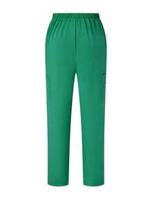 TaskEZ Scrubs Set: V-Neck Short Sleeve Top & Pants Scrub Uniform For Healthcare Workers - Green - View 6