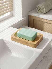 Zazumi 1Pc Natural Bamboo Soap Dish, Solid Bamboo With Slotted Drainage, Keeps Soap Dry And Neat, Ideal For Bathrooms, Kitchens, Perfect For Christmas, Valentine's & Wedding Decor. - multicolor - View 2
