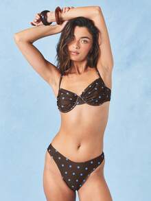 AiiRZ Quần bikini cạp cao kiểu dáng gợi cảm dành cho nữ, họa tiết chấm bi nhỏ, đồ bơi mùa hè đi biển. - Nhiều màu - Xem 5