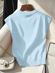 GlowEve CURVE Plus Size Summer Casual Metal Decor T-Shirt - Baby Blue - View 2