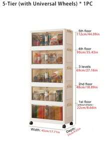 1 Piece Of 45cm/17.7 Inches Wide Storage Cabinet, Folding Storage Box, Household Living Room Toy Cabinet Storage Shelf, Snack Cabinet Organizer, Kitchen Storage Cabinet, Christmas Gift, Storage Box, Under-Bed Storage - Multicolor - View 4