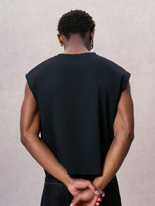 STYNVO Chaleco sin mangas de punto liso y cómodo para hombres, con un panel frontal bordado con flores exquisitas, adecuado para uso casual, oficina, negocios, citas diarias, ocio, fiestas de moda, reuniones, se puede usar solo o con atuendos casuales, excelente para uso personal o como regalo para amigos - Negro - Ver 2