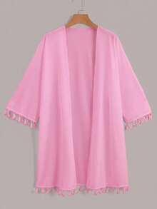 Swim Basics Bata de mujer de unicolor, versátil y casual para uso diario - Rosa - Ver 1