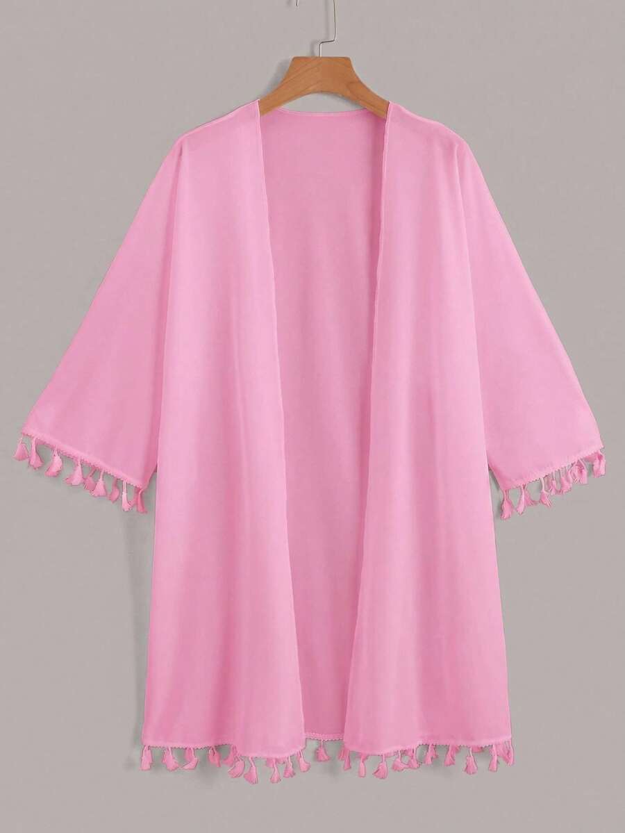 Swim Basics Bata de mujer de unicolor, versátil y casual para uso diario - Rosa - Ver 1