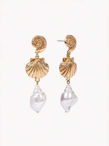 Opalesca 1 Đôi bông tai trang sức nữ thanh lịch, lấy cảm hứng từ các yếu tố biển cả, hình ốc sên, vỏ sò, nhựa, thích hợp cho các bữa tiệc, khiêu vũ, kỳ nghỉ biển và các dịp khác. - Nhiều màu - Xem 5