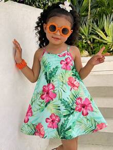 SHEIN Baby Girl Colorful Striped Pattern Loose Sleeveless Dress, Lightweight For Summer Vacation - Multicolor - View 5
