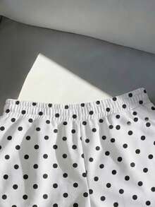 Comfortcana Quần short nữ dáng rộng cạp cao, họa tiết chấm bi tối giản, phong cách retro, thích hợp cho mùa xuân/hè, đi nghỉ mát, ở nhà. - Nhiều màu - Xem 3