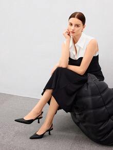 CUCCOO BIZCHIC 女士尖头细高跟鞋优雅黑色露跟高跟鞋夏季毕业高跟鞋舞会高跟鞋度假鞋夏季促销优雅基础款商务休闲商务时尚圣诞节秋季新年假期 - 黑色 - 查看 7