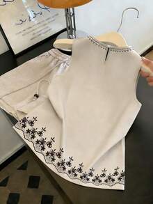 GlowEve Camisa sin mangas bordada de verano para mujer - Albaricoque - Ver 2