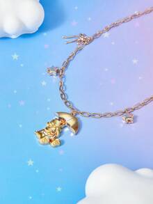 SHEIN X Care Bears 1 chiếc mặt dây chuyền hình gấu hoạt hình dễ thương, thiết kế độc đáo, mạ vàng, sang trọng, đơn giản và trang nhã, phù hợp cho nhiều bữa tiệc, buổi hòa nhạc và lễ hội, là món quà tinh tế. - Vàng - Xem 3