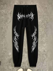 Sport MetroGents Quần jogger nam thời trang thường ngày, in chữ, cạp chun, thích hợp cho việc đi làm hàng ngày. - màu đen - Xem 3