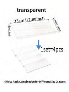 1 Set Caja de almacenamiento de cosméticos de acrílico multifunción tipo cajón, organizador de gabinete de tocador, estante para frascos de especias, estante de almacenamiento plegable para encimera de cocina, viaje al sol fresco - transparente - Ver 8