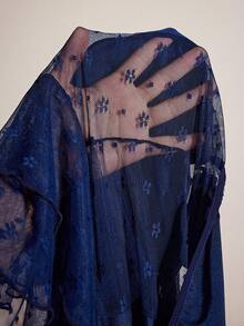 Slumberist Plus Size Women Sheer Mesh Lace Patchwork Jumpsuit Sleepwear - Navy Blue - View 7