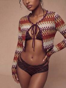 Modviera Women's Fashionable Multi-Color Knitted Top - Multicolor - View 6