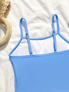 SHEIN Tween Girls' Camisole Bikini Top - Blue - View 4