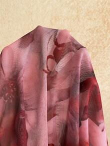 Soleia 2pcs Women Casual All-Over Print Asymmetric Collar Long Sleeve Top And Shorts Set - Multicolor - View 7