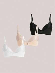 Veilyse 3件組女款無鋼圈提拉內衣 - 無縫舒適、柔軟透氣面料、無鋼圈可拆式肩帶、純色適合日常與場合穿著、柔軟內衣、平滑質感內衣、柔軟貼身夏季內衣 - 彩色 - 查看 7