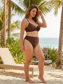 Swim Chiccia Bộ đồ bơi Tankini cỡ lớn dành cho nữ - Cà phê nâu - Xem 6