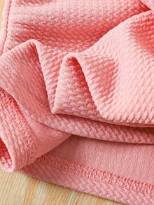 SHEIN 女童三件套：针织纯色粉白条纹高领修身休闲短款背心，适合学校、校园、大学穿着 - 彩色 - 查看 4