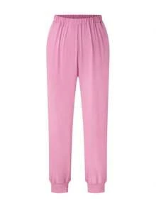 TaskEZ 2 piezas Conjunto de uniforme de talla grande con top de manga corta con cuello en V y cintura ceñida, y pantalones - Conjunto de ropa para servicio de limpieza - Rosa - Ver 7