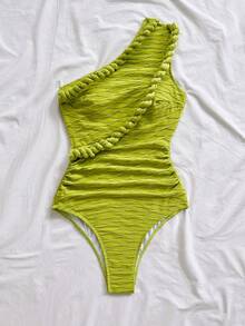 Soleia 纯色连体泳衣，适合海滩度假 - 綠色 - 查看 3