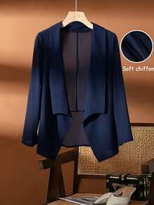 Áo khoác cardigan voan thoáng khí dáng rộng dành cho nữ cỡ lớn - Màu xanh hải quân - Xem 1