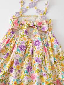 Emery Rose Kids Emery Rose Kids 少女碎花荷叶边度假连衣裙，女童碎花褶皱短裙，后背交叉花朵绑带和蝴蝶结，适合夏季，可作花童礼服、少女连衣裙、青少年碎花连衣裙、年轻女士连衣裙、碎花连衣裙。 - 紫色 - 查看 7