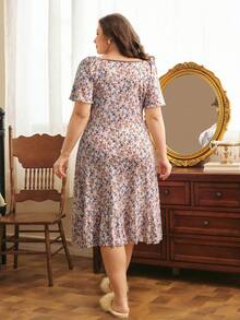 Côtesoire Robe de nuit longue en tricot, fleurs romantiques élégantes, confortable, grande taille - Multicolore - Voir 2