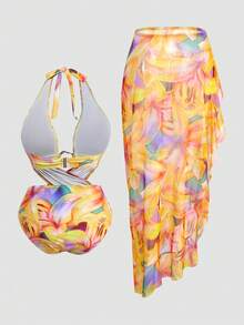 Swim Oasis Traje de baño de una pieza con estampado de moda para vacaciones, talla grande - Multicolor - Ver 2