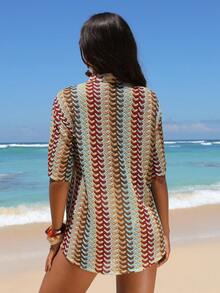 Swim Vcay 女士度假条纹系带时尚衬衫 - 彩色 - 查看 9