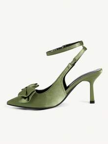 CUCCOO CHICEST Damenschuhe mit doppelter dreidimensionaler Schleife, spitzer Zehenpartie, Knöchelriemen, Stiletto-Absatz, elegant, romantisch, süß, grün, High-Heel-Schuhe für Dates, Nachmittagstee und Pendeln - Grün - Übersicht 10