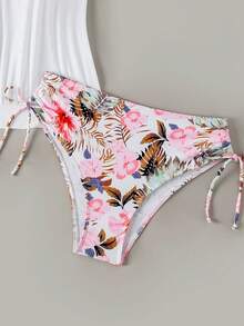 Swim Lushoire Bộ tankini tam giác màu trơn, dây mảnh, họa tiết nhiệt đới, thích hợp cho kỳ nghỉ biển. - Nhiều màu - Xem 5