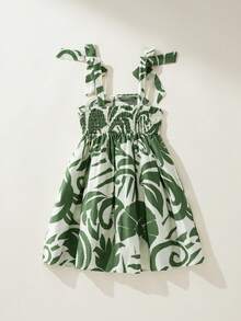 Maija Kids Maija Kids Vestido longo infantil/juvenil elegante, solto, com estampa floral amarela e alças finas, ideal para férias, passeios, praia, resorts e para a primavera/verão. (1 peça) - Verde - Ver 3