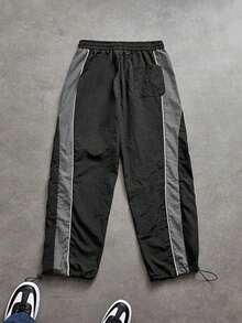 Sport MetroGents Men's Casual Contrast Color Drawstring Loose Pants - Black - View 2