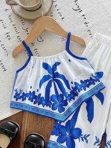 SHEIN 2件套女婴碎花无袖休闲上衣和裤子套装 - 彩色 - 查看 5