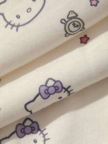 HELLO KITTY | DAZY 女士可爱印花短袖针织睡衣套装，包含上衣和裤子，夏季款 - 黃色 - 查看 7