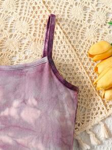 Bộ áo liền quần nhuộm màu tie-dye phong cách thường ngày cho bé gái, kiểu dáng giản dị dạo phố. - Nhiều màu - Xem 6