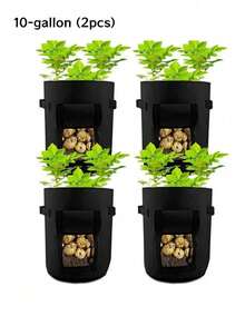 1 包马铃薯种植袋，耐用编织布花园盆，带盖和提手，7 加仑/10 加仑，春季种植袋，植物生长袋，马铃薯蔬菜种植桶（带门） - 綠色 - 查看 9