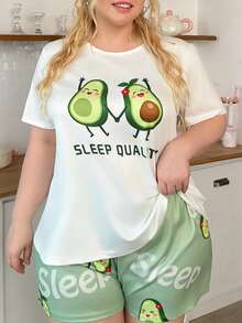 Slumberry CURVE Set Piyama Rajut Ukuran Besar Motif Alpukat yang Lucu & Menggemaskan - MultiWarna - View 1