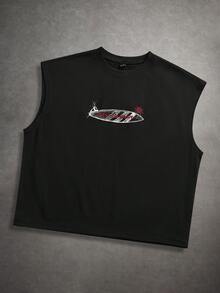 STYNVO Chaleco sin mangas de punto liso y cómodo para hombres, con un panel frontal bordado con flores exquisitas, adecuado para uso casual, oficina, negocios, citas diarias, ocio, fiestas de moda, reuniones, se puede usar solo o con atuendos casuales, excelente para uso personal o como regalo para amigos - Negro - Ver 3
