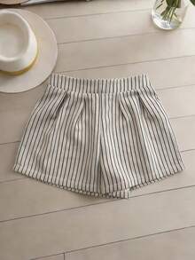 Qadelle Conjunto de 2 piezas de mujer tejido a rayas de estilo elegante para el verano - Albaricoque 2 - Ver 4