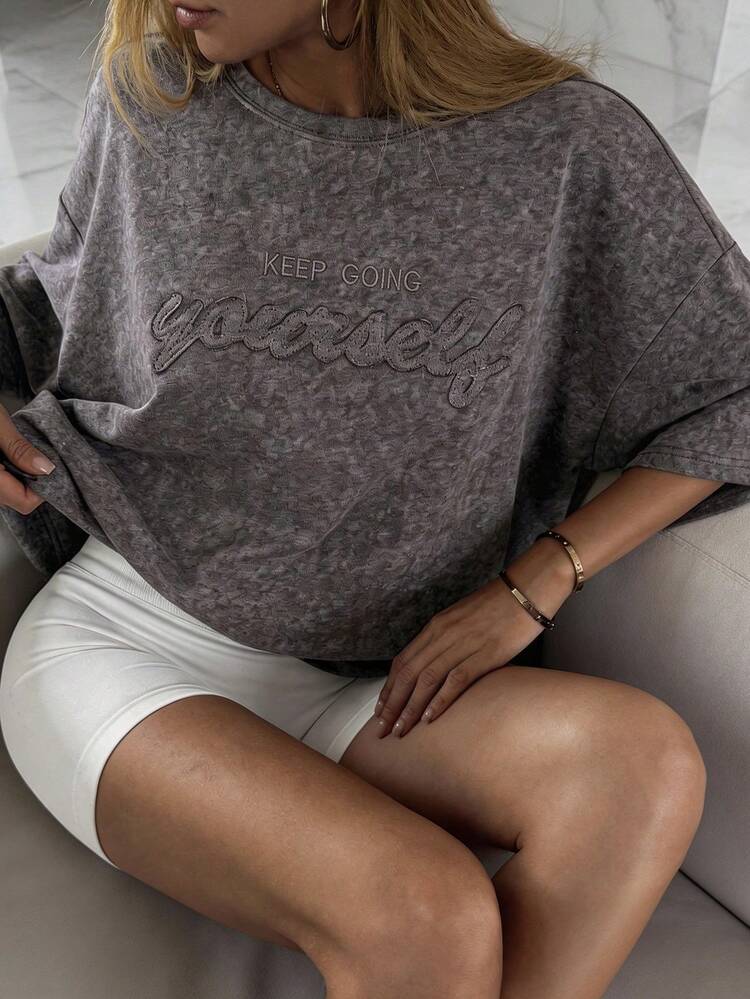 Women's Summer Round Neck Loose Letter Street Casual City Casual Short Sleeve T-Shirt