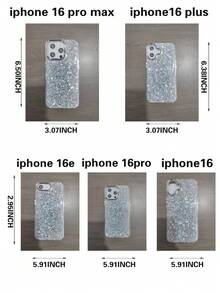 1-Piece Luxury Shiny Diamond Leather Phone Case Compatible With  16e ,16,16 Pro,16Pro Max ,16Plus - Silver - View 6