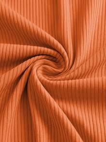 Slaydiva Camiseta de manga corta minimalista de unicolor talla grande - Naranja - Ver 4