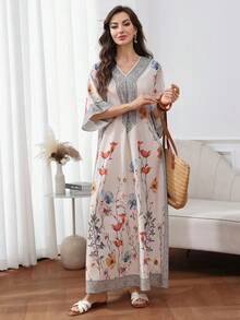 Al Najma Đầm nữ kiểu Ả Rập in họa tiết tối giản - Nhiều màu - Xem 3
