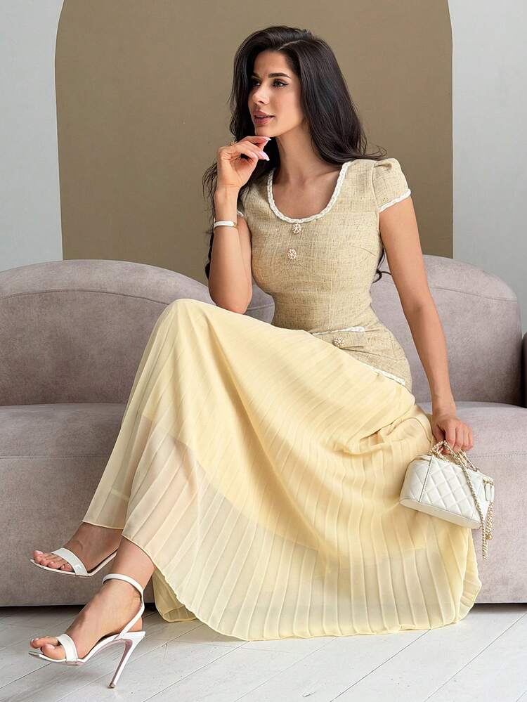Women's Elegant Fitted Top And Long Skirt 2 Pieces Set, Spring/Summer